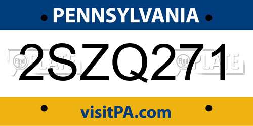 2SZQ271 Pennsylvania License Plate