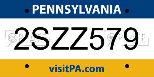 2SZZ579 Pennsylvania License Plate
