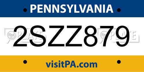 2SZZ879 Pennsylvania License Plate