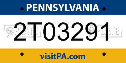 2T03291 Pennsylvania License Plate