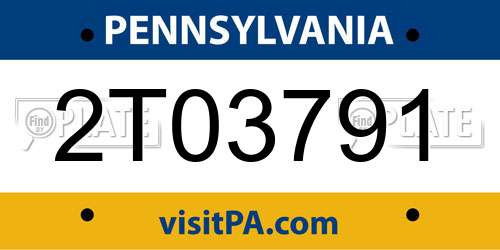 2T03791 Pennsylvania License Plate