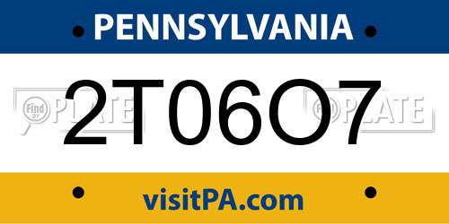 2T06O7 Pennsylvania License Plate