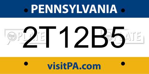 2T12B5 Pennsylvania License Plate