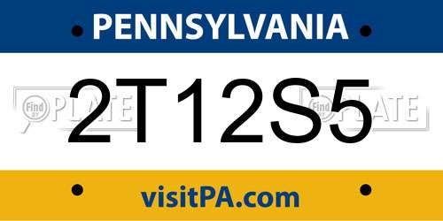 2T12S5 Pennsylvania License Plate