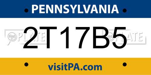 2T17B5 Pennsylvania License Plate
