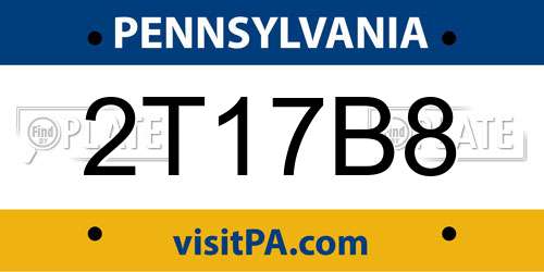 2T17B8 Pennsylvania License Plate