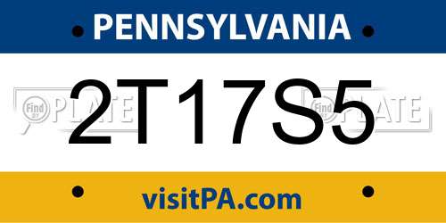 2T17S5 Pennsylvania License Plate