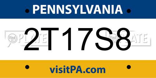 2T17S8 Pennsylvania License Plate