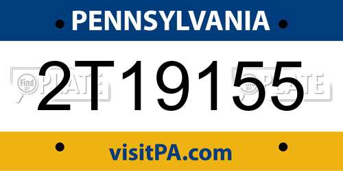 2T19155 Pennsylvania License Plate