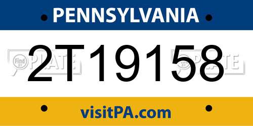 2T19158 Pennsylvania License Plate