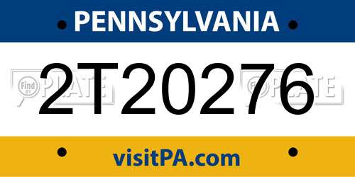 2T20276 Pennsylvania License Plate