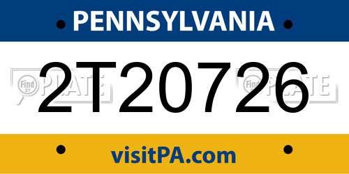 2T20726 Pennsylvania License Plate
