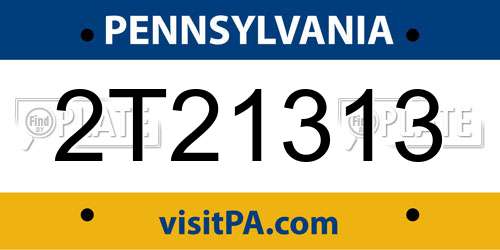 2T21313 Pennsylvania License Plate