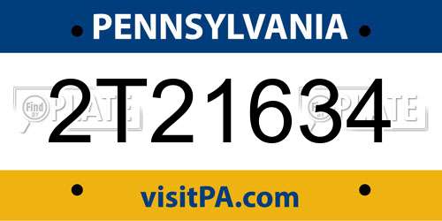 2T21634 Pennsylvania License Plate