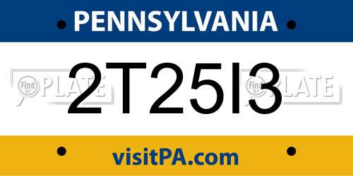 2T25I3 Pennsylvania License Plate