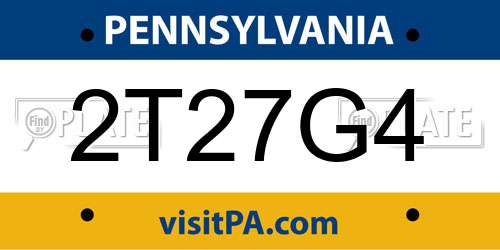 2T27G4 Pennsylvania License Plate