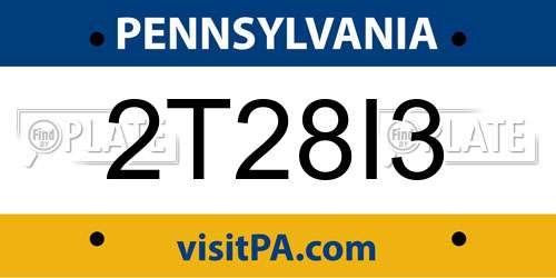 2T28I3 Pennsylvania License Plate