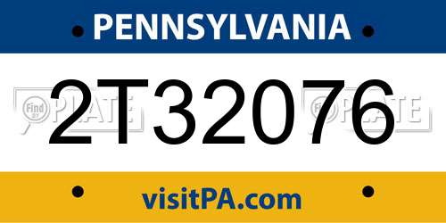 2T32076 Pennsylvania License Plate
