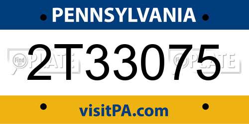 2T33075 Pennsylvania License Plate