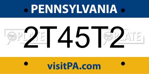 2T45T2 Pennsylvania License Plate