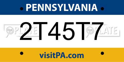 2T45T7 Pennsylvania License Plate
