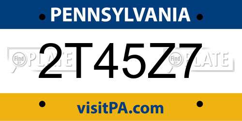 2T45Z7 Pennsylvania License Plate