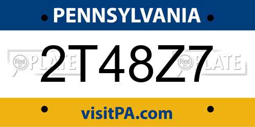 2T48Z7 Pennsylvania License Plate