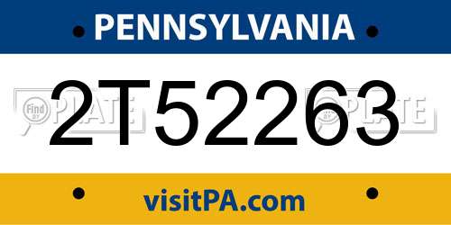 2T52263 Pennsylvania License Plate