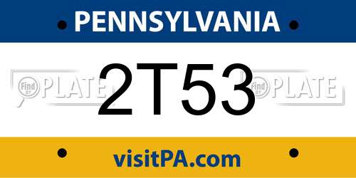 2T53 Pennsylvania License Plate