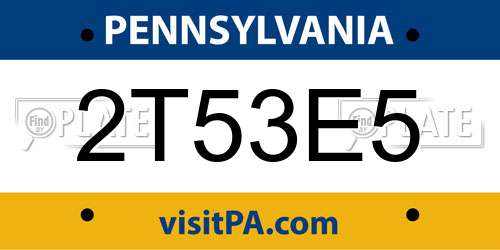 2T53E5 Pennsylvania License Plate