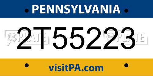 2T55223 Pennsylvania License Plate
