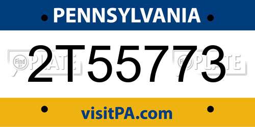 2T55773 Pennsylvania License Plate