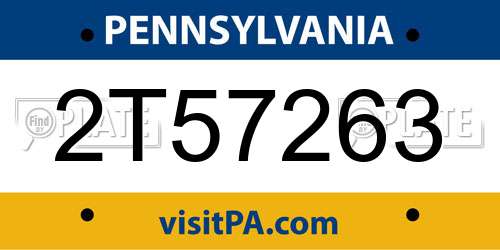 2T57263 Pennsylvania License Plate