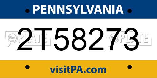 2T58273 Pennsylvania License Plate