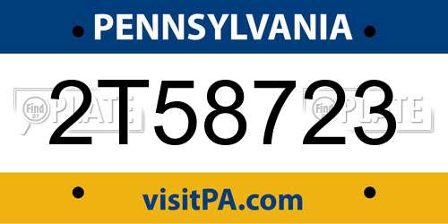 2T58723 Pennsylvania License Plate