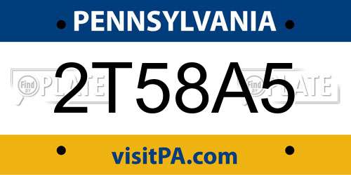 2T58A5 Pennsylvania License Plate