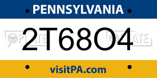 2T68O4 Pennsylvania License Plate