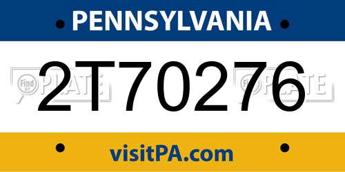 2T70276 Pennsylvania License Plate