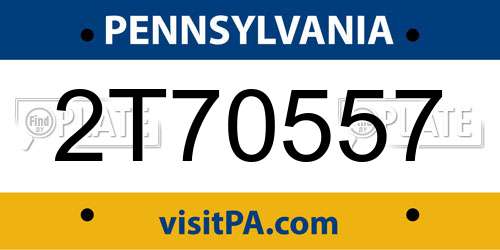 2T70557 Pennsylvania License Plate