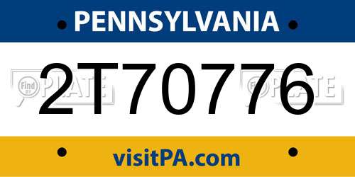 2T70776 Pennsylvania License Plate