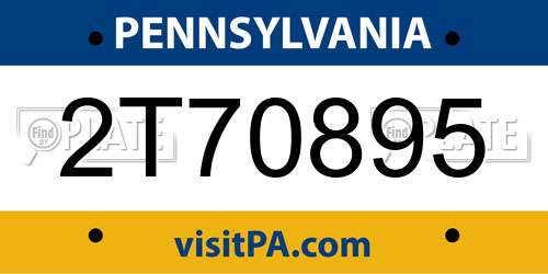 2T70895 Pennsylvania License Plate