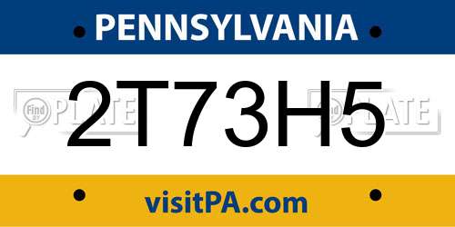 2T73H5 Pennsylvania License Plate