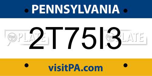 2T75I3 Pennsylvania License Plate