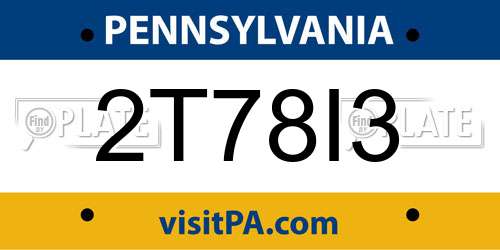 2T78I3 Pennsylvania License Plate