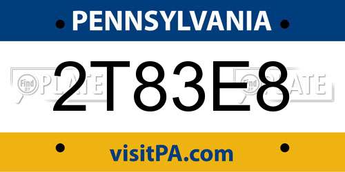 2T83E8 Pennsylvania License Plate