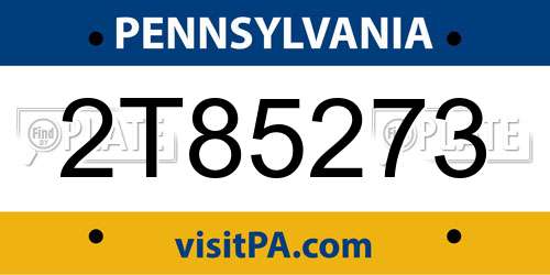 2T85273 Pennsylvania License Plate