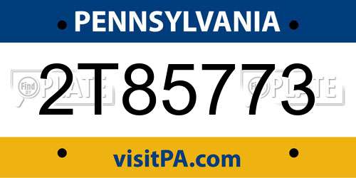 2T85773 Pennsylvania License Plate