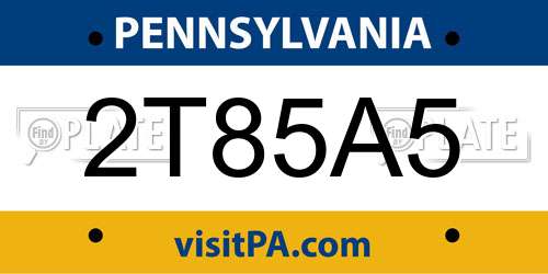 2T85A5 Pennsylvania License Plate