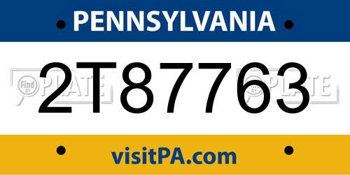 2T87763 Pennsylvania License Plate