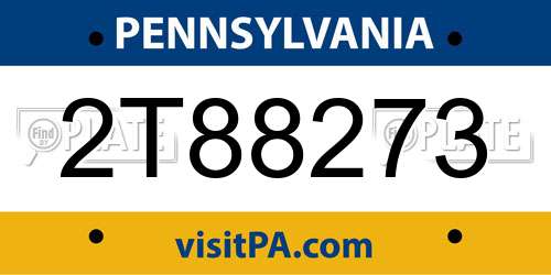 2T88273 Pennsylvania License Plate